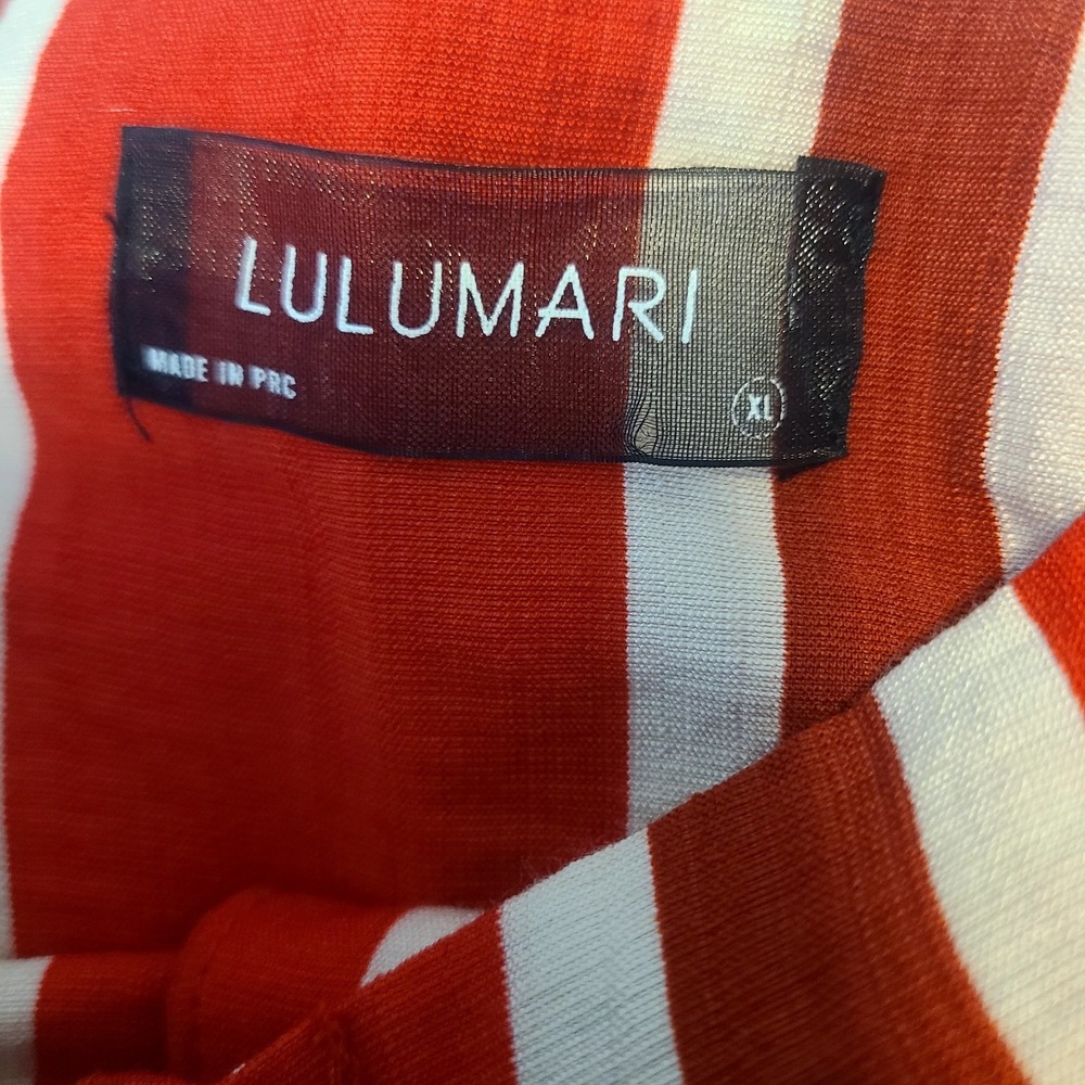 Lulumari  Anthropologie Top Vertical Striped Red White Vest Shirt Luxe XL - Picture 5 of 6